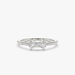 Baguette and Round Cut Diamond Bow Wedding Band for Gift