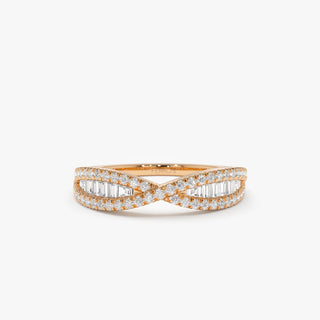 Baguette and Round Cut Unique Diamond Band for Birthday Gift