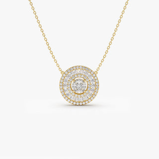 Round Cut Diamond Circle Pendant Necklace for Women