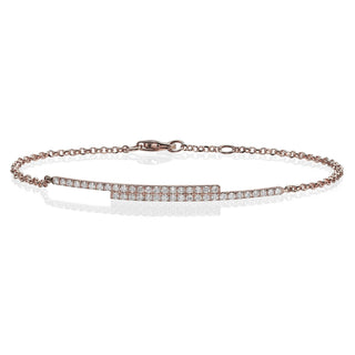 Round Cut Diamond Bar Bracelet For Women in Solid Gold