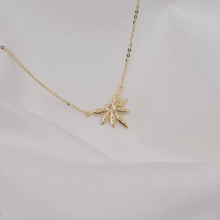 Round & Pear Cut Diamond Leaf Necklace for Everyday Jewelry