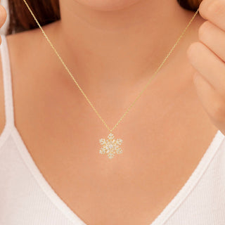 Round & Baguette Cut Diamond Snowflake Pendant for Her