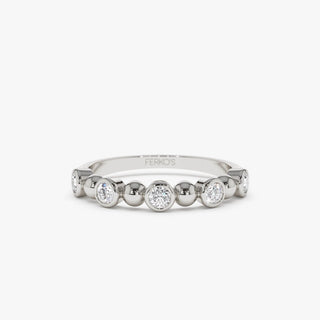 Alternating Beads & Bezel Set Round Cut Diamond Band