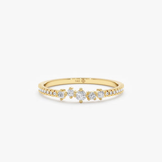 14k Gold Round Diamond Cluster Engagement Ring for Women