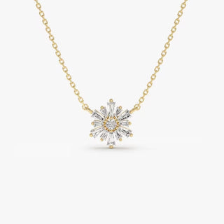 Round & Tapered Baguette Cut Diamond Necklace for Her