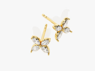 Marquise Cut Diamond Moissanite Clover Stud Earrings