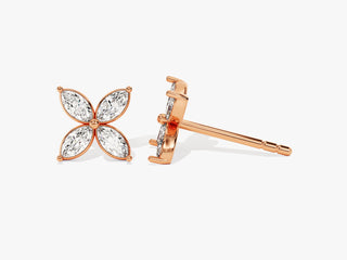 Marquise Cut Diamond Moissanite Clover Stud Earrings