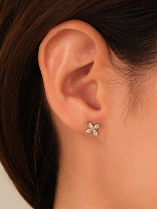 Marquise Cut Diamond Moissanite Clover Stud Earrings