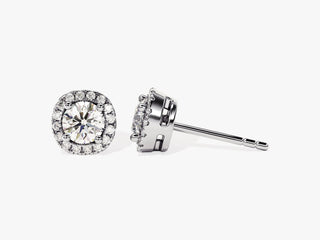 Round Cut Halo Diamond Moissanite Stud Earrings