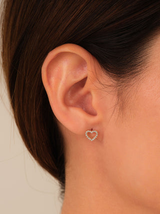 Open Moissanite Diamond Stud Earrings Heart Shape