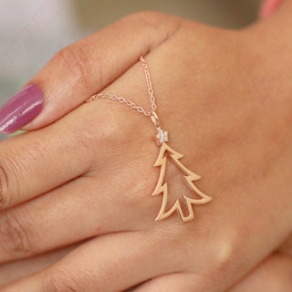 14k Solid Gold Christmas Tree Pendant for Christmas Gift