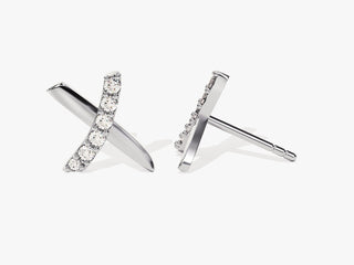 Round Cut Dainty Cross Moissanite Stud Earrings For Women