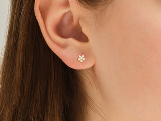 Round Cut Moissanite Diamond Stud Flower Earrings For Women