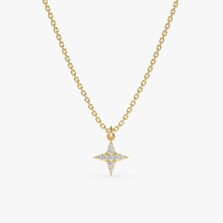 Round Cut Diamond North Star Necklace for Women