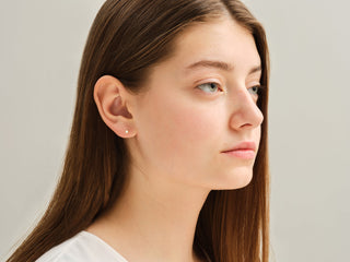  Copy of Round Cut Bezel Set Moissanite Diamond Stud Earrings For Women
