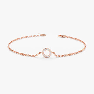 Dainty Circle Diamond Bracelet for Her in Solid Gold