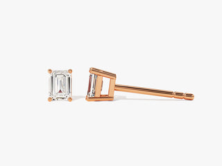 Emerald Cut Solitaire Diamond Moissanite Stud Earrings