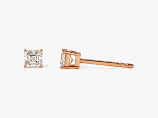 Asscher Cut Moissanite Diamond Stud Earrings For Women