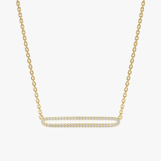 Round Cut Diamond Rectangle Shape Necklace for Her