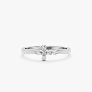 Round Cut Diamond Cross Wedding Band for Religious Gifts