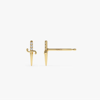 Round Cut Diamond Dagger Studs Sword Earrings for Women