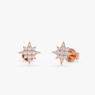 Round Cut Diamond Star Celestial Earrings for Her