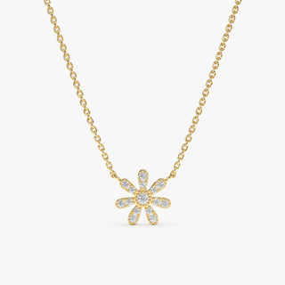 Round Cut Diamond Flower Necklace for Women