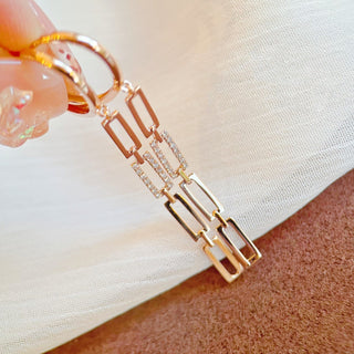 Diamond Rectangle Chain Link Threader Earrings for Her