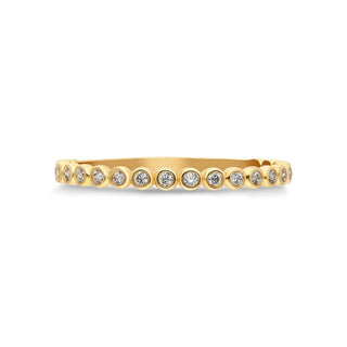 Round Bezel Set Moissanite Diamond Wedding Band in Gold