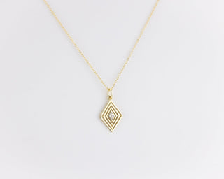 Rhombus art deco Diamond Pendant for Women in Gold