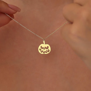 14K Gold Halloween Pumpkin Necklace For Halloween Jewelry Gift