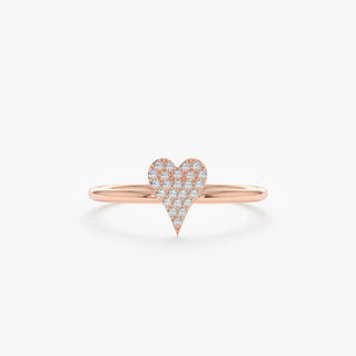 Round Cut Micro Pave Diamond Heart Shape Wedding Ring