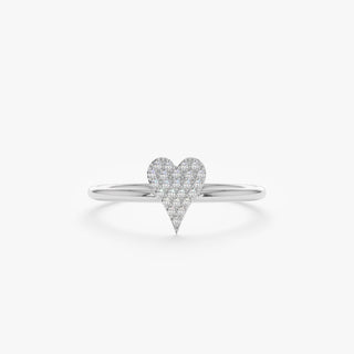 Round Cut Micro Pave Diamond Heart Shape Wedding Ring