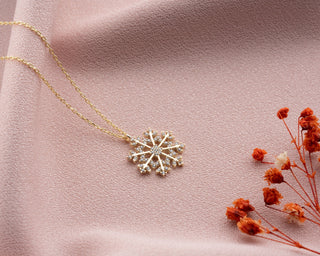 Round Cut Moissanite Diamond Snowflake Pendant for Women