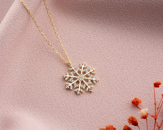 Round Cut Moissanite Diamond Snowflake Pendant for Women