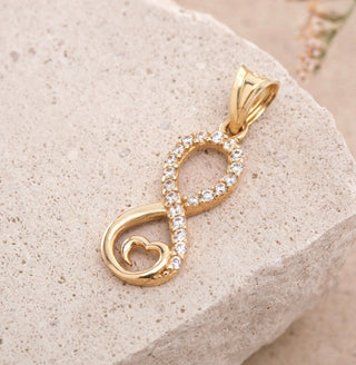 14K Solid Gold Heart with Infinity Diamond Necklace for Women