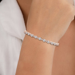 Bezel Set Round Cut Moissanite Diamond Tennis Bracelet For Women