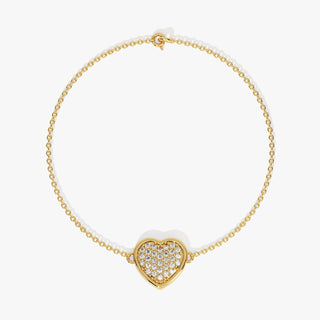 Round Cut Diamond Heart Bracelet For Her