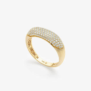 Round Cut Diamond Solid Gold Cigar Wedding Band for Her