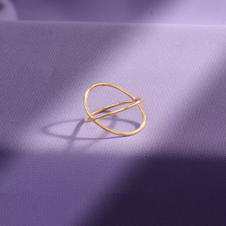 Criss Cross Gold Wedding Band in Solid Yellow Gold