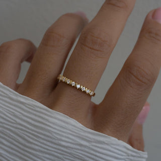 Round Cut Diamond Unique Half Eternity Stacking Ring for Her