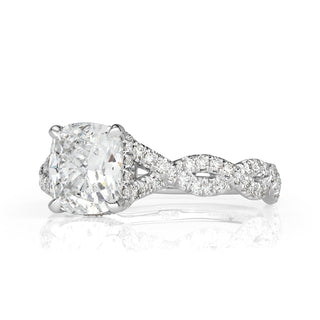 Infinity engagement ring 
diamond ring 
cushion engagement ring 