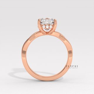 infinity twist cushion hidden halo ring