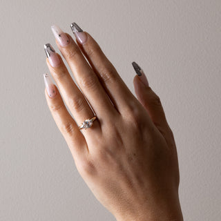 2.0ct East West Oval Moissanite Diamond Solitaire Engagement Ring With Curved Wedding Band