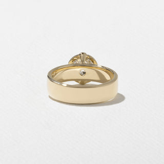 1.50ct Bezel Set Round Moissanite Diamond Unique Solitaire Engagement Ring With Wedding Band