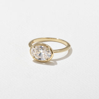 2.0ct Bezel Set Oval Diamond Moissanite Solitaire Engagement Ring With Matching Band