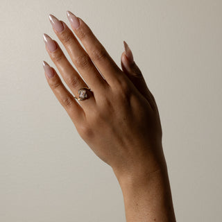 1.50ct Emerald Cut Three Stone Diamond Tension Style Unique Engagement Ring  With Matching Band