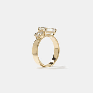 2.0ct Emerald Diamond Moissanite Unique Solitaire Engagement Ring With Wedding Band