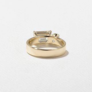 2.0ct Emerald Diamond Moissanite Unique Solitaire Engagement Ring With Wedding Band