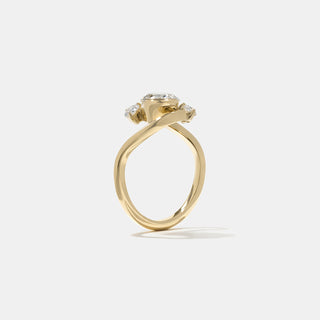 1.50ct Pear Cut Three Stone Diamond Tension Style Unique Engagement Ring  With Matching Band